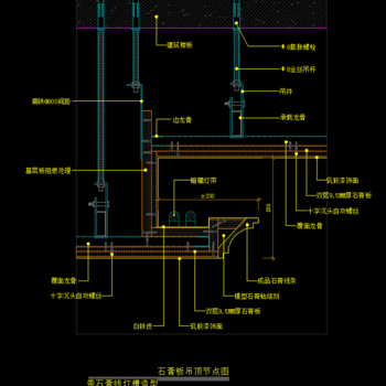 石膏板吊顶节点图|CAD施工图