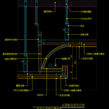 石膏板吊顶节点图|CAD施工图