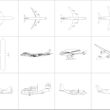 飞机直升机轮船图库|CAD施工图