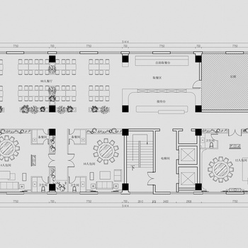 食堂包间平面图|CAD施工图