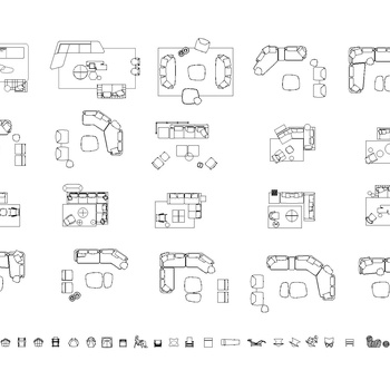 沙发组合图块|CAD施工图