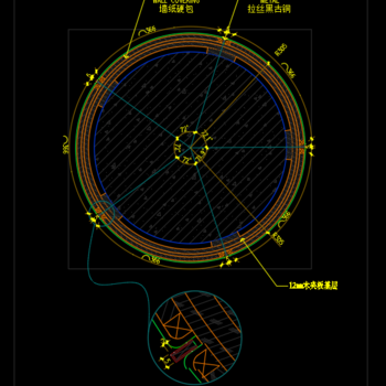 园柱包硬包节点剖面详图|CAD施工图