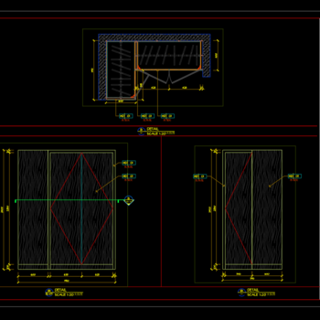 L型平开门衣柜剖面大样图|CAD施工图
