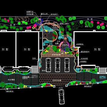 别墅庭院景观图|CAD施工图