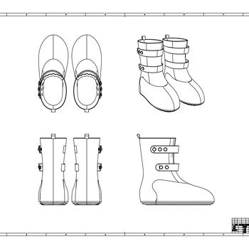 儿童雨鞋制作CAD3视图图纸