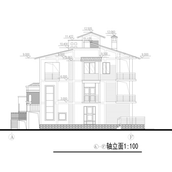 四层双拼别墅建筑图
