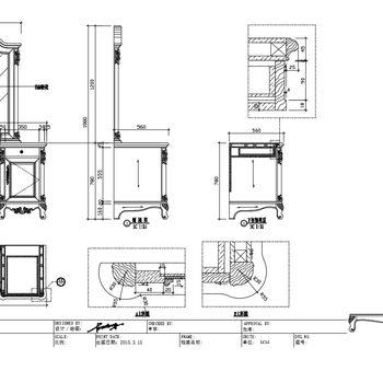 CAD家具设计梳妆台三视图