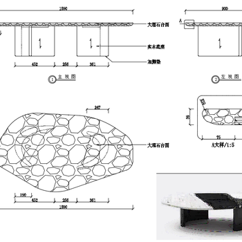 CAD家具设计茶几三视图