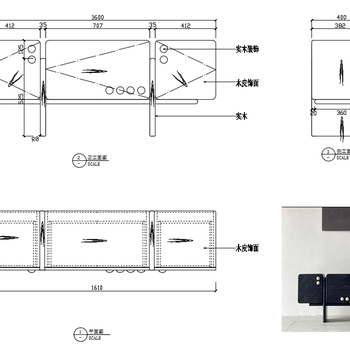 CAD家具设计装饰柜三视图