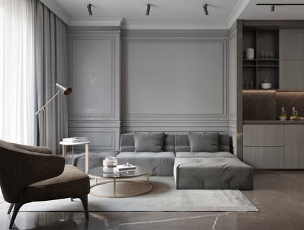 高级灰与暖调木·现代经典公寓 | IQOSA