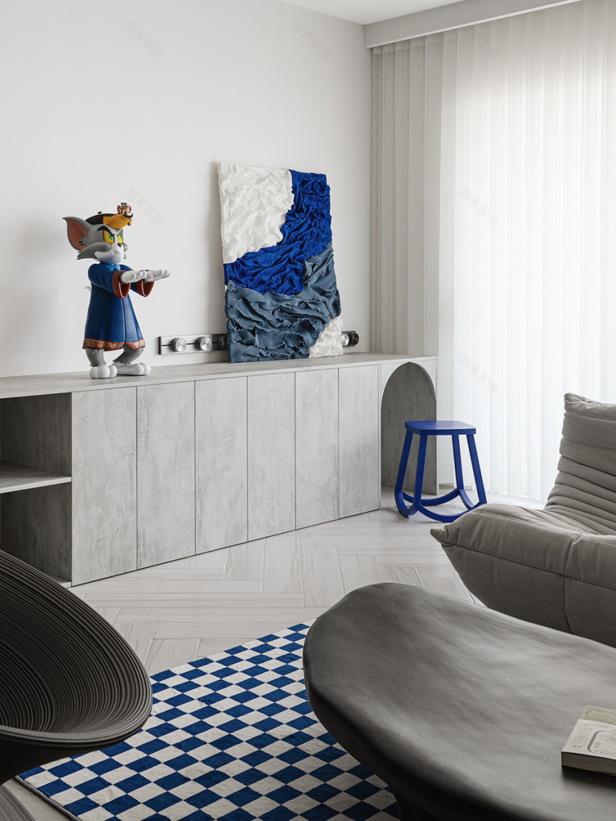 室内设计丨克莱因蓝的客厅设计