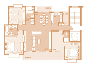 4+1房2厅3卫，新版“隔离功能”的户型