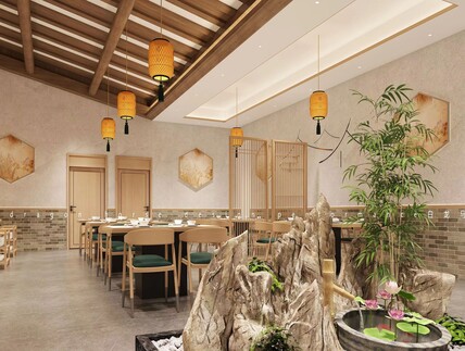 新中式餐厅-白龙马效果图