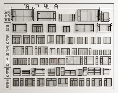 现代窗户组合