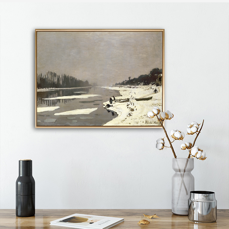 使徒家居丨世界名画装饰画 布吉瓦尔塞纳河上的浮冰-莫奈