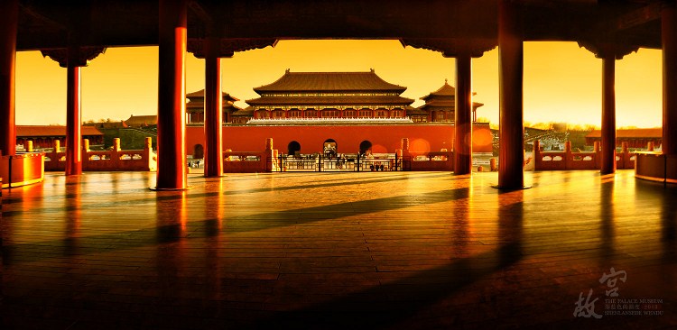 中国古建筑紫禁城屋顶上的仙人走兽