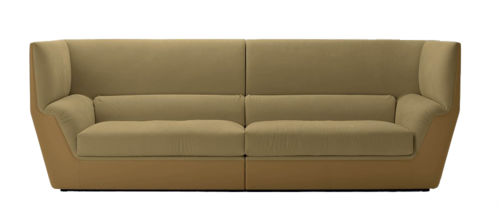 Fendi芬迪现代黄色绒布双人沙发