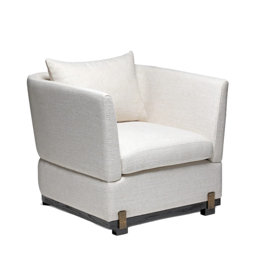 现代布艺白色单人沙发