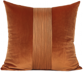MISSLAPIN澜品家居新中式简约_布艺沙发靠包靠垫抱枕_橘色中心拼接压褶方枕