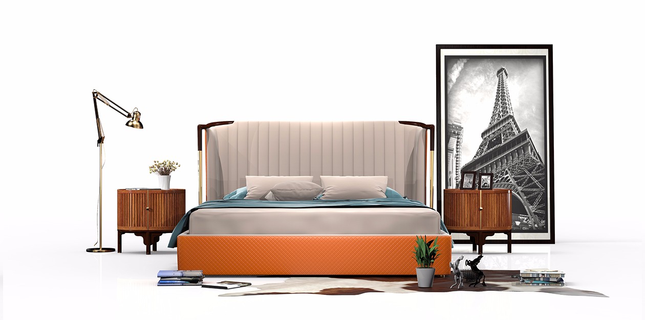 一念间 新中式双人床床头柜落地灯