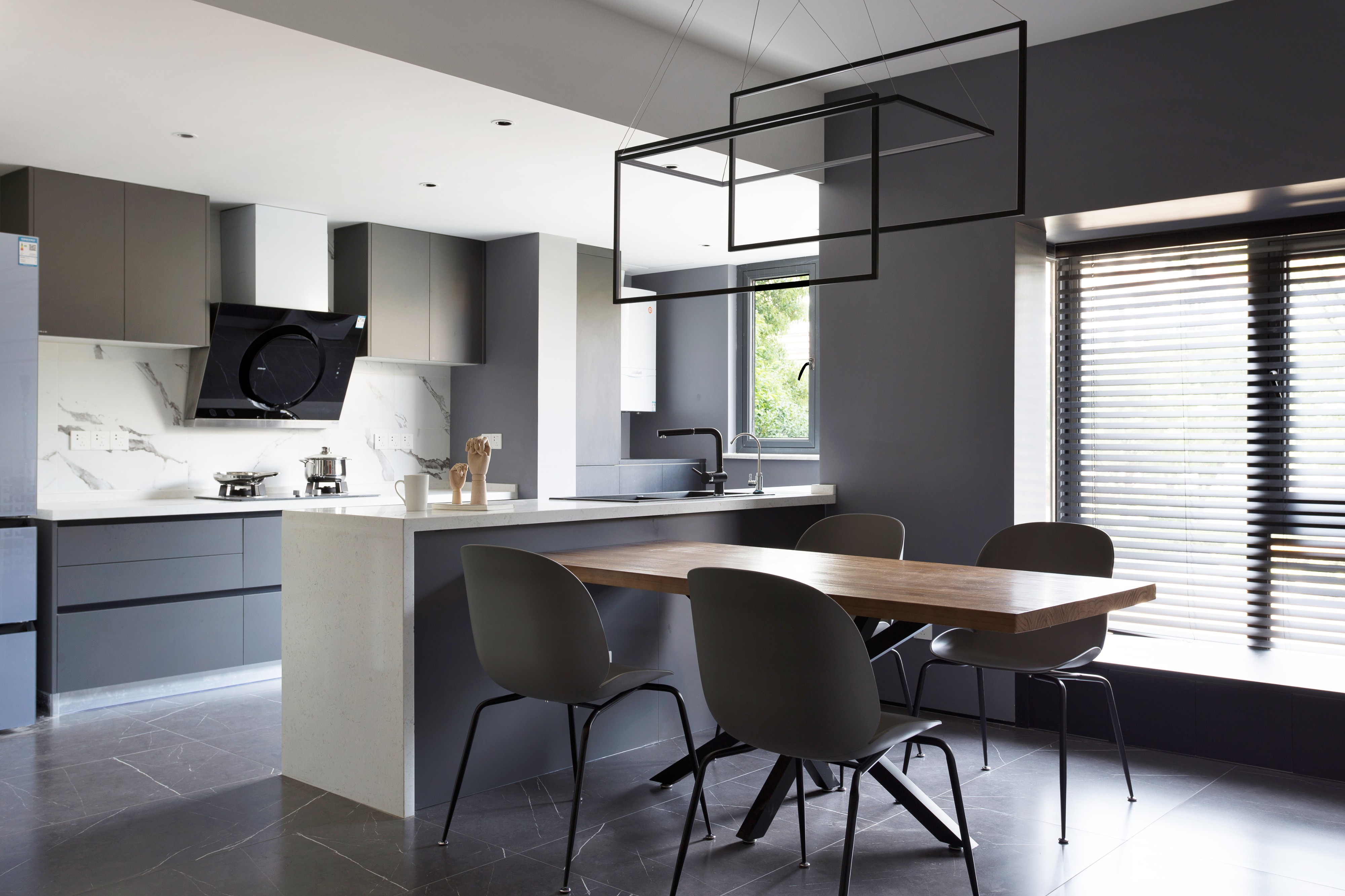 南京云行空间建筑 沐光-现代极简厨房餐厅