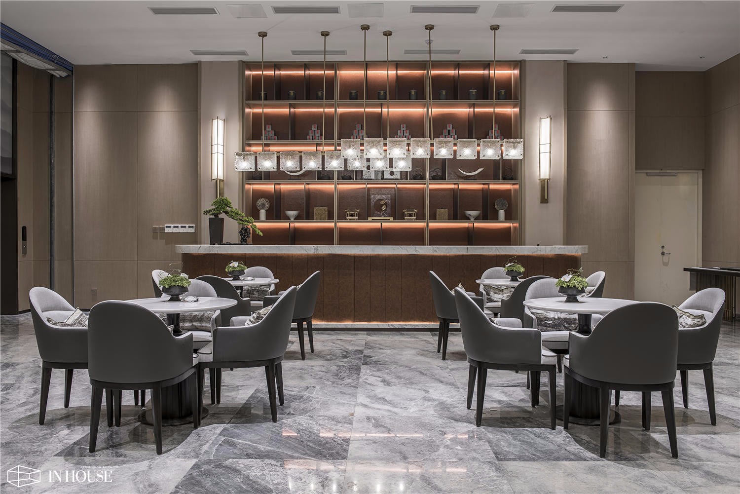 香港in house装饰设计新中式售楼处洽谈区