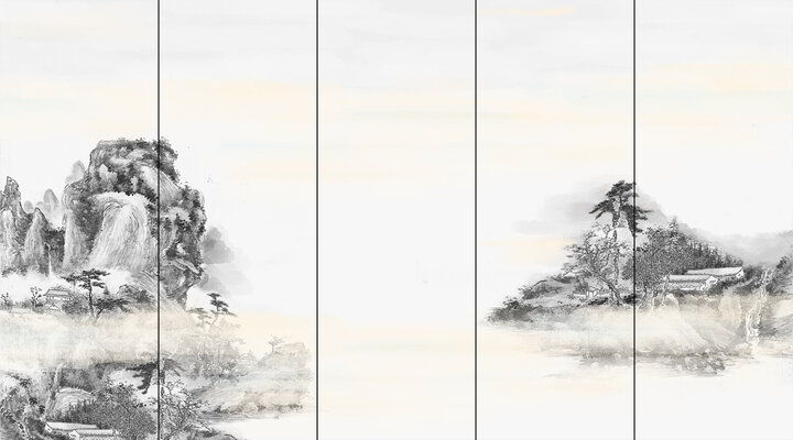 新中式壁纸壁画背景墙3d贴图下载