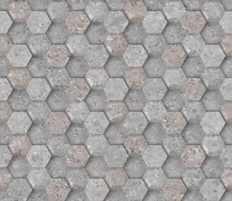 灰色水磨石凹凸艺术六角马赛克高清贴图
