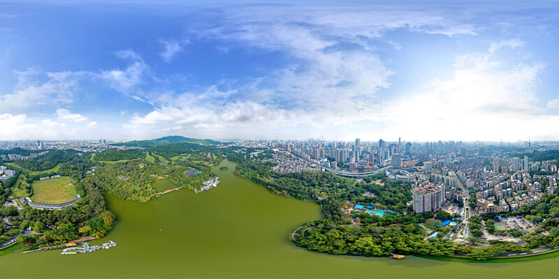 hdr高清白天生态绿化滨湖科技城市全景高清贴图