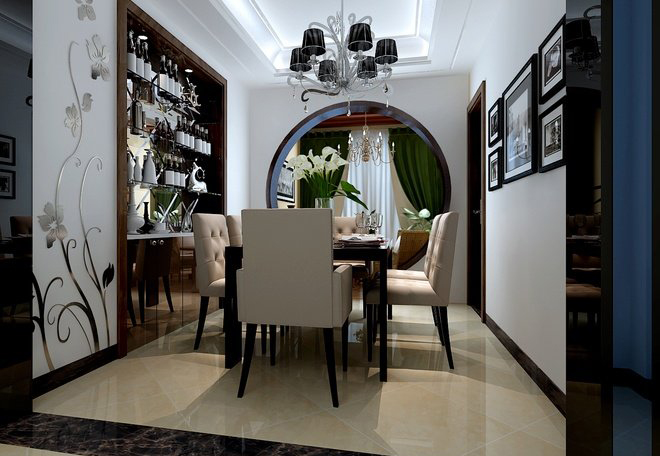 餐厅与客厅拱门效果图图片