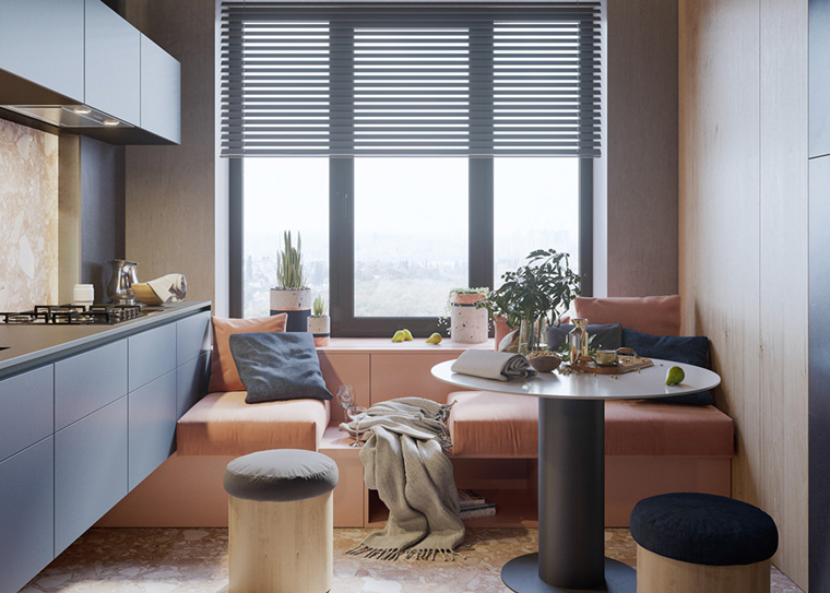 89㎡三人公寓用活动式家具把用餐空间变 lounge | MOPS architecture studio