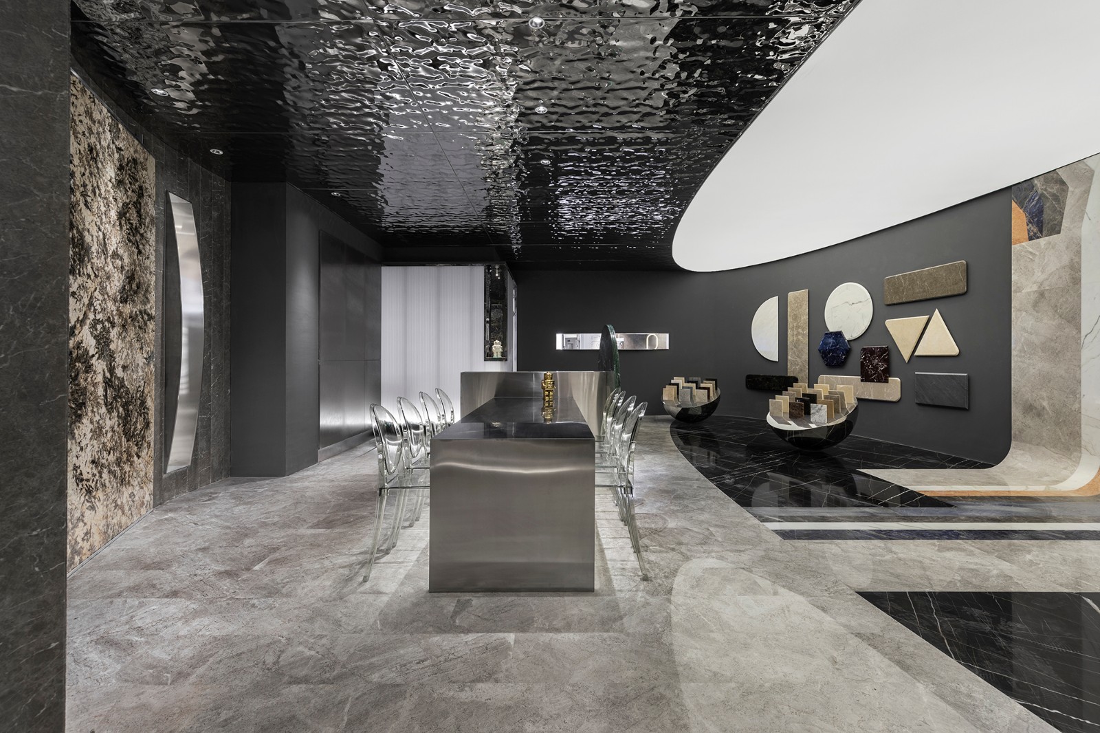 激发视觉联想的"太空"石材展厅 | 磐洲设计