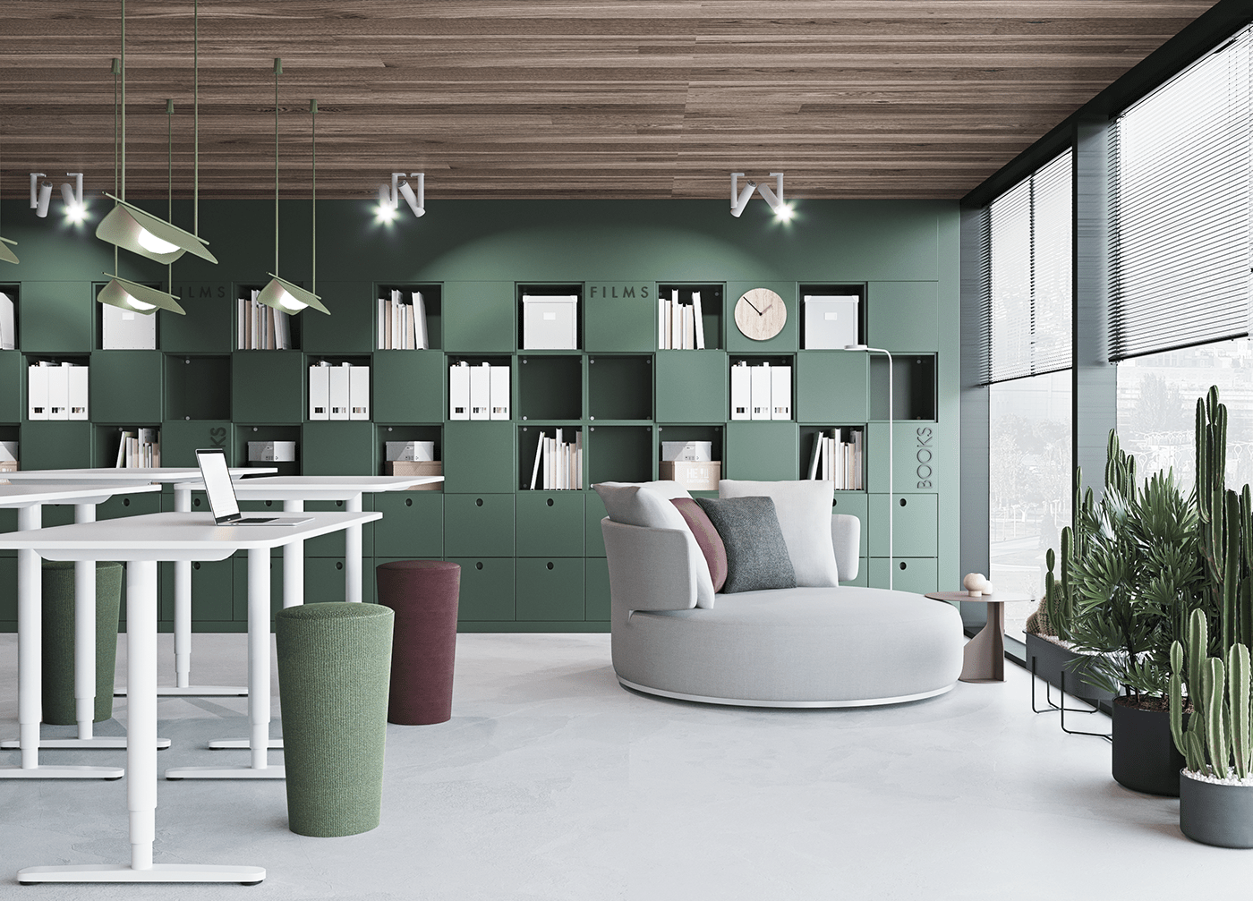 办公室绿色主题环境设计|空间|家装设计|可乐sketchup - 原创作品 - 站酷 (ZCOOL)