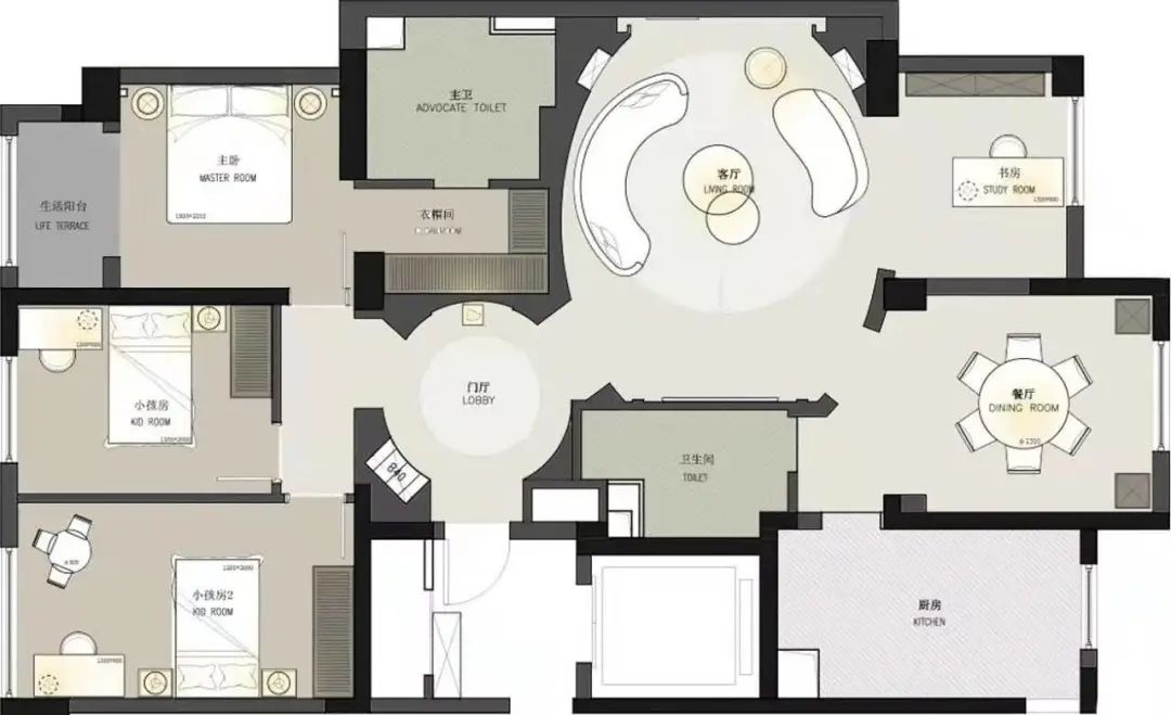 浮生设计|180㎡现代轻奢,圆形客厅华丽优雅,档次高级!设计案例