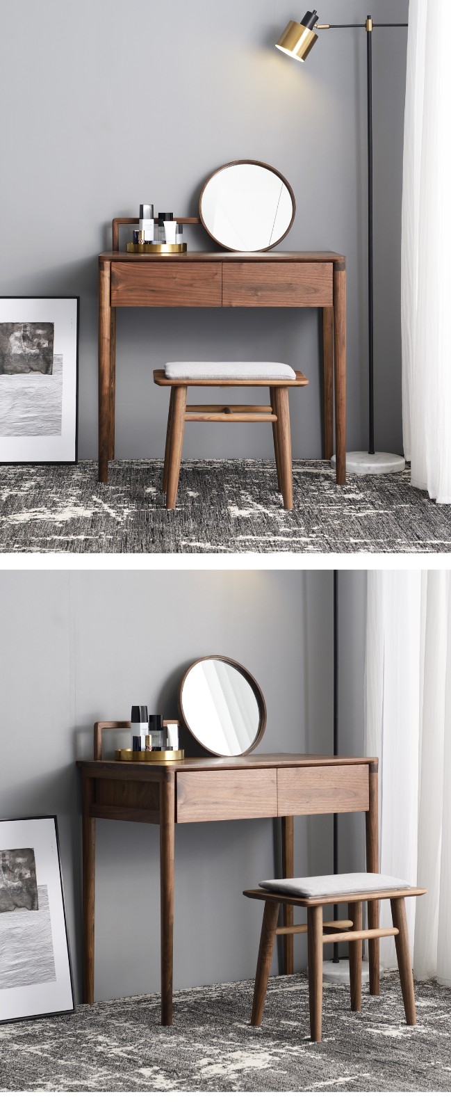 小姿家慢生活植木时光全实木梳妆台北欧小户型樱桃木化妆台简约现代