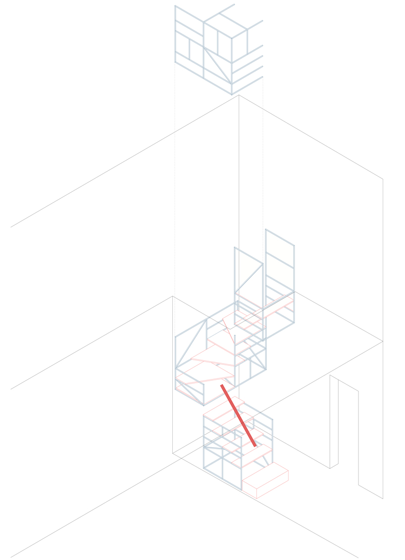 轴测爆炸图楼梯设计