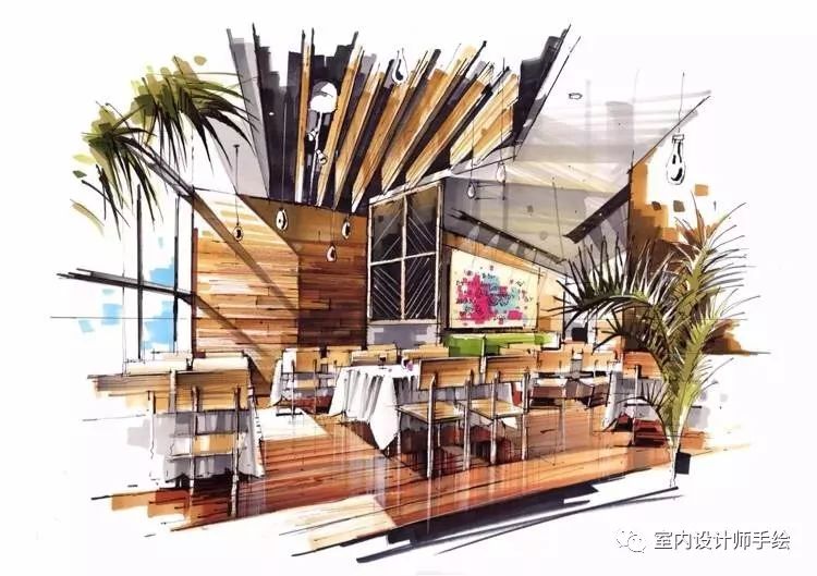 室内设计手绘空间上色图