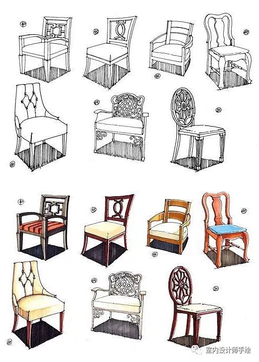 100个室内家具手绘资源