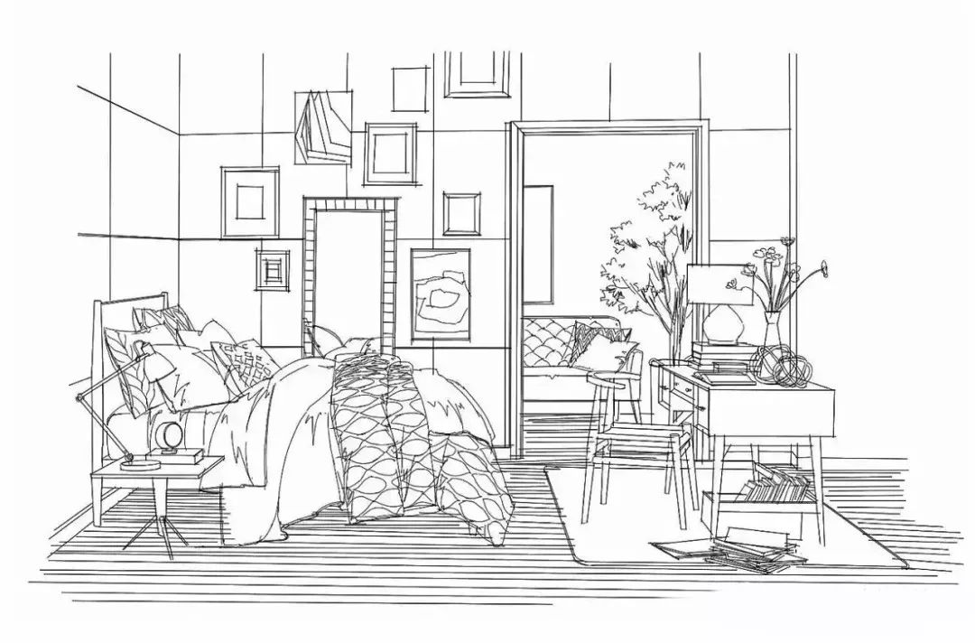 手绘空间线稿