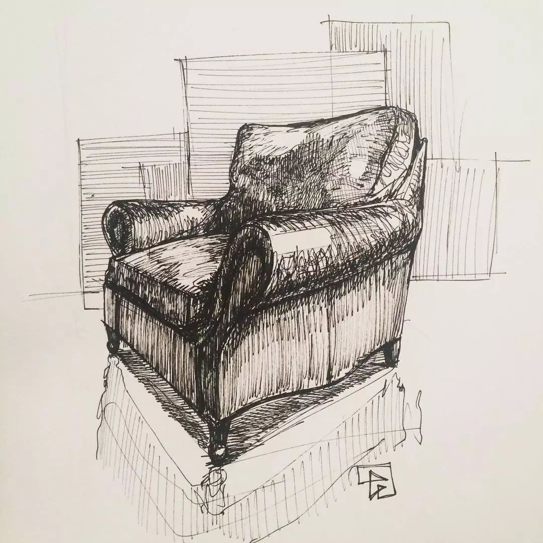 点从沙发的形体开始练习主要的主要是把我沙发的透视单体虽难简单但要