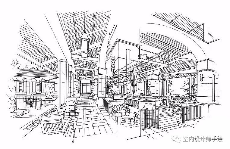 室內設計手繪空間線稿分享