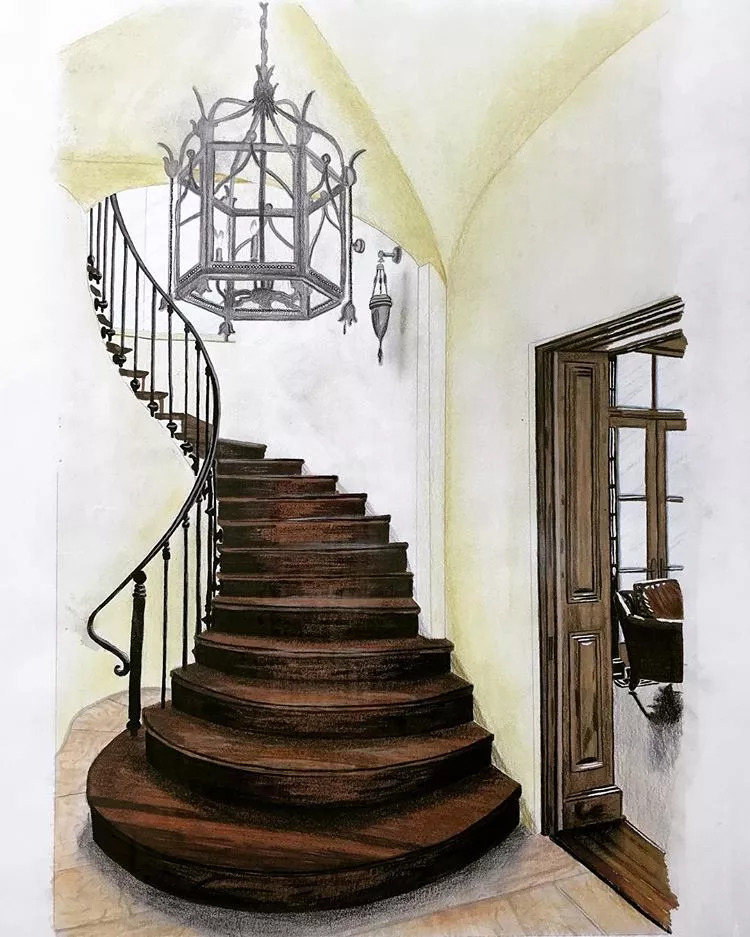 手绘楼梯材质技法表现!-建e网设计资讯-室内设计行业头条资讯新闻网站