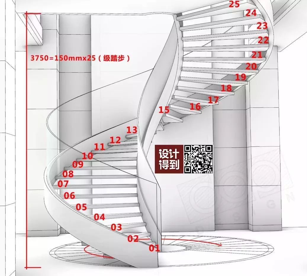 旋转楼梯的木工支法图图片