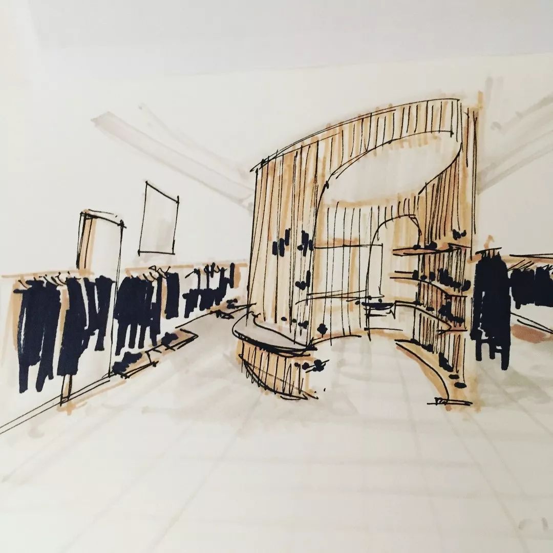 照片写生草图与最快的形式抓住空间的形态