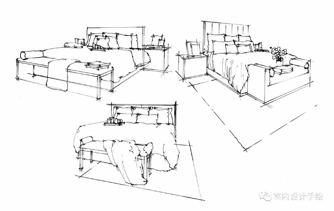 室内设计家具床手绘分享!