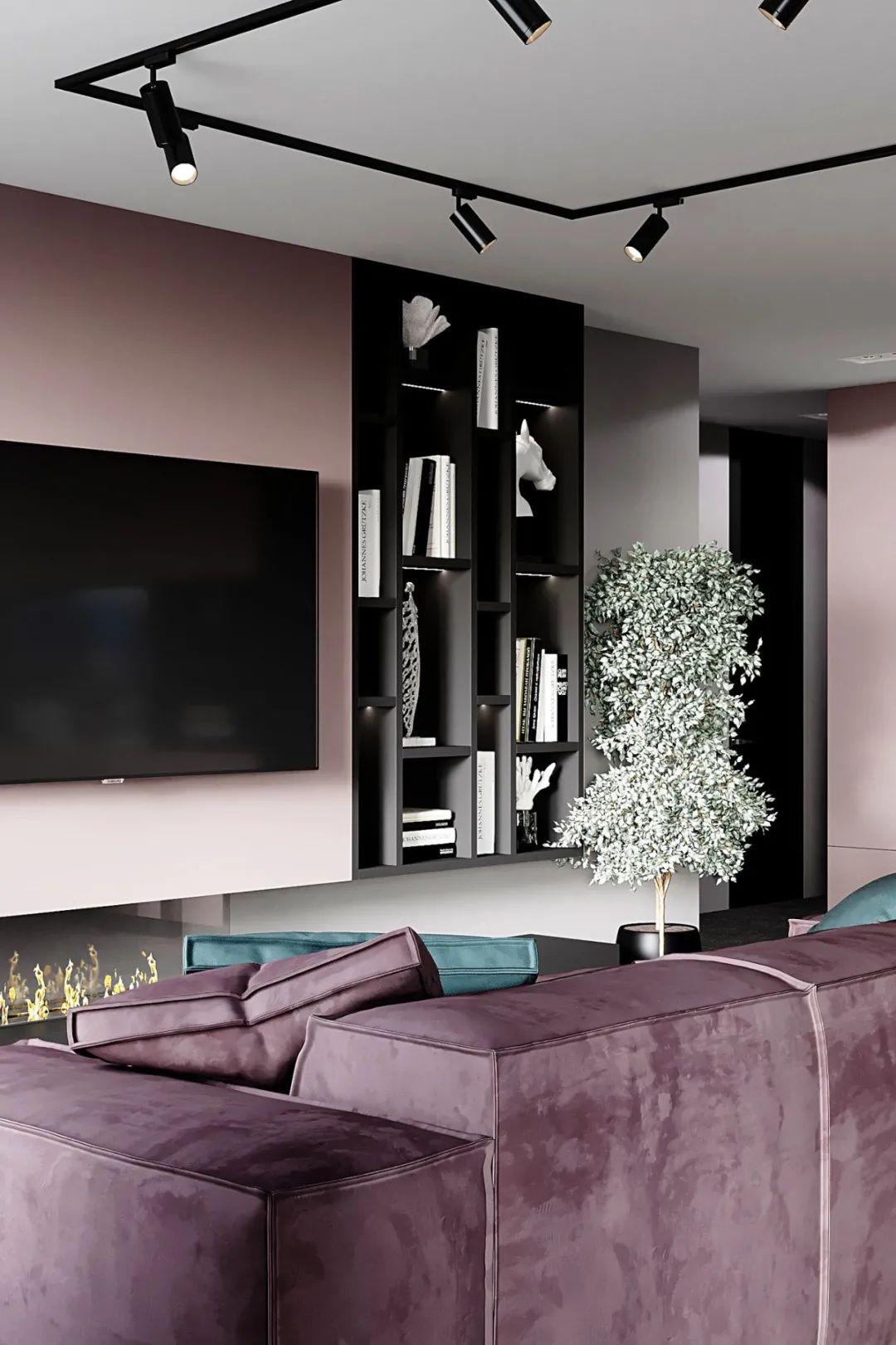 现代浪漫卧室粉紫色背景墙室内装修效果图图片_装饰装修_建筑空间-图行天下素材网