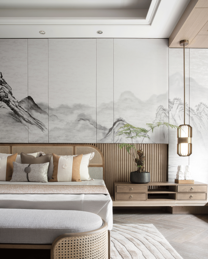 木纹 +竹编，打造宁静雅致的东方清居 | 元禾大千-设计案例-建E室内设计网