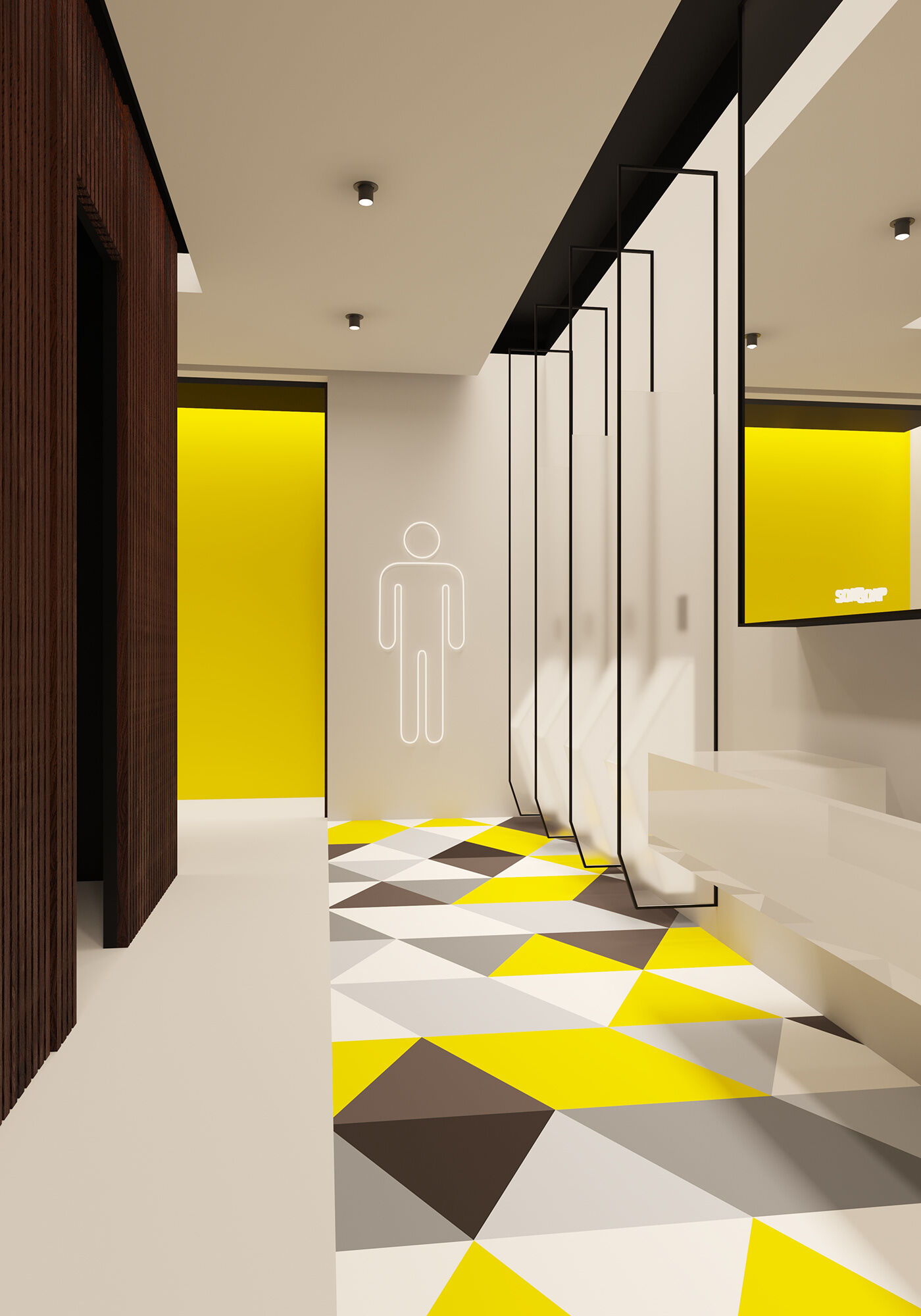 现代抽象派公共卫生间,几何学的浪漫演绎设计案例